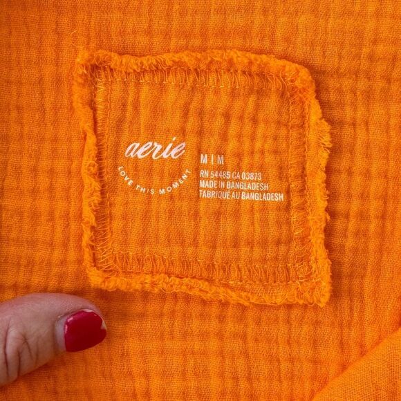 NWT Women’s M aerie Gauzy Pool to Party Coverup Simply Orange Oversized‎ Relaxed - Picture 12 of 16